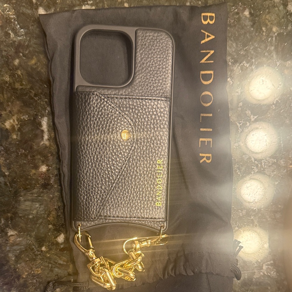 Bandolier Black Phone Case with Gold Accents